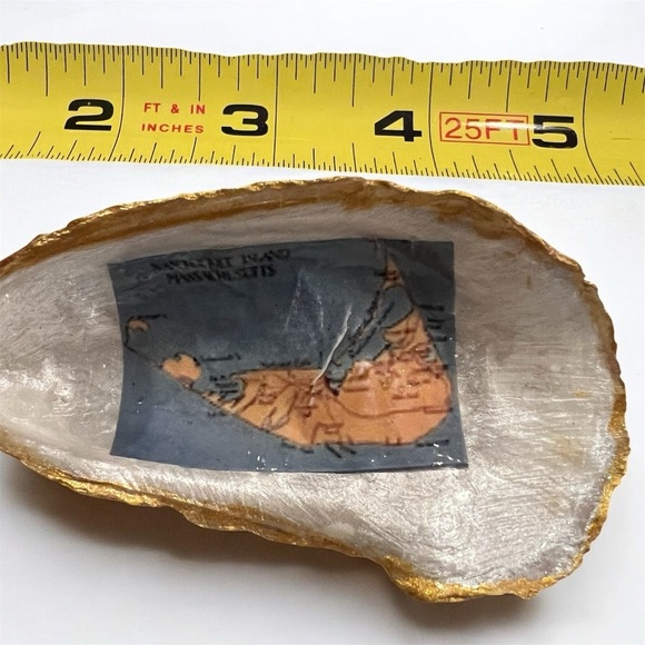 Nantucket Decorative Oyster Shells – Set of 3 with Gold Trim - Picture 3 of 14